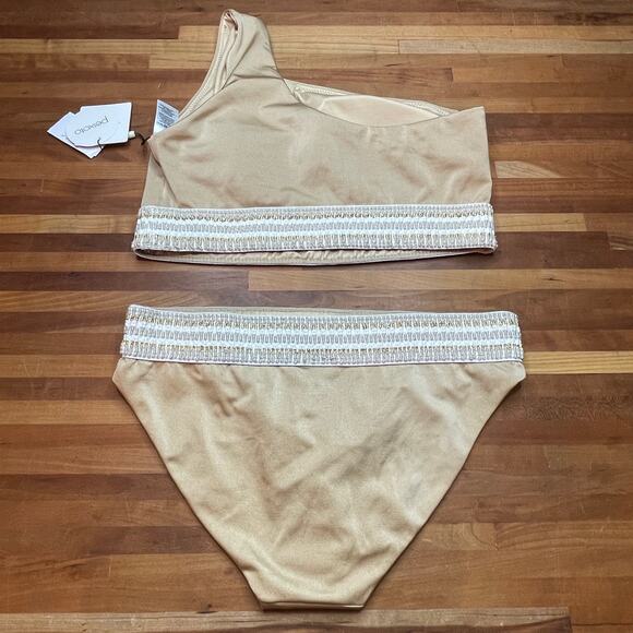 Peixoto Zoni One Shoulder Bikini set  Gold Large - Picture 6 of 9